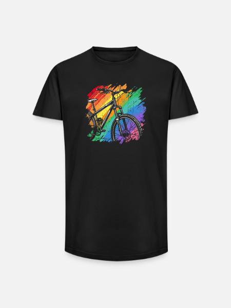 Vibrant Bicycle Art Print - Long Fit Men's T-Shirt - black