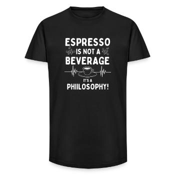 L’espresso n’est pas une boisson, c’est une philosophie - T-shirt coupe longue homme - noir - Devant - AI Model Male 185 light (185cm)