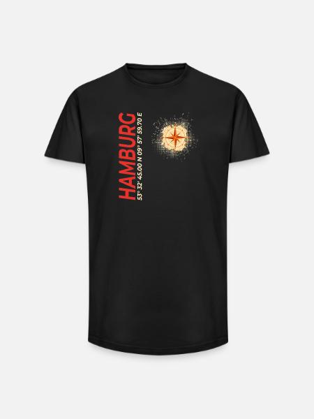 Hamburg - Long Fit Männer T-Shirt - Schwarz