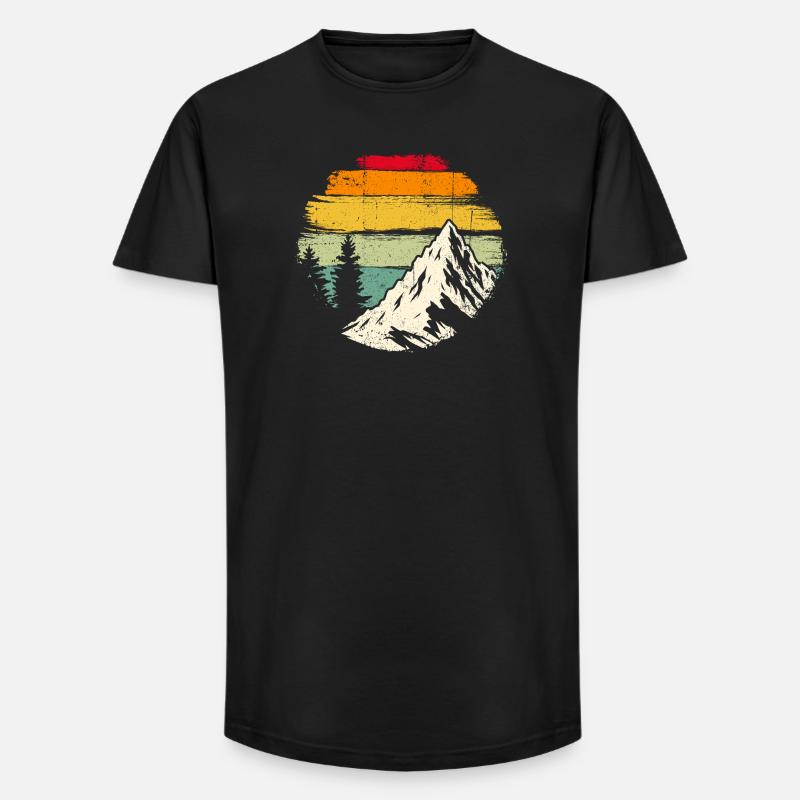 Retro Sunset Ridge Berg - Long Fit Männer T-Shirt - Schwarz