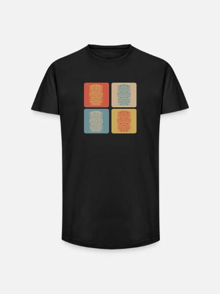 Tiki Mask - Long Fit Men's T-Shirt - black