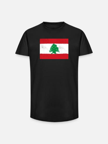 Drapeau du Liban - T-shirt coupe longue homme - noir