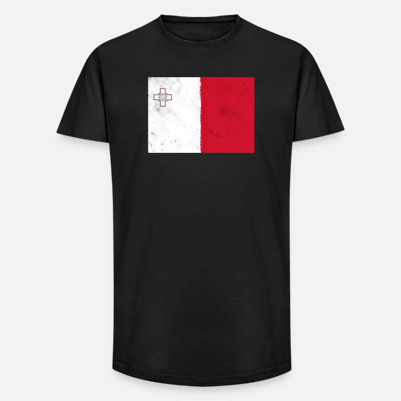 Flagge von Malta - Long Fit Männer T-Shirt - Schwarz