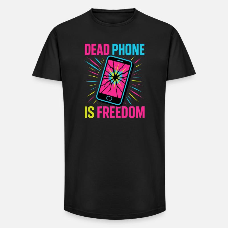 Dead Phone is Freedom - Long Fit Männer T-Shirt - Schwarz