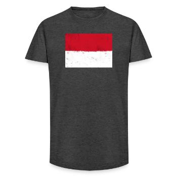 Drapeau de Monaco - T-shirt coupe longue homme - charbon - Devant - AI Model Male 185 light (185cm)