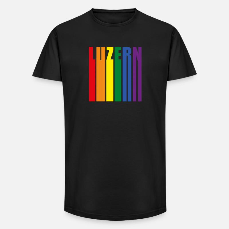 Luzern Schweiz Regenbogen Pride Geschenk - Long Fit Männer T-Shirt - Schwarz
