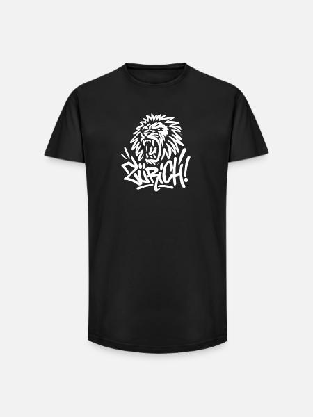ZURICH Graffiti Lion - Long Fit Men's T-Shirt - black