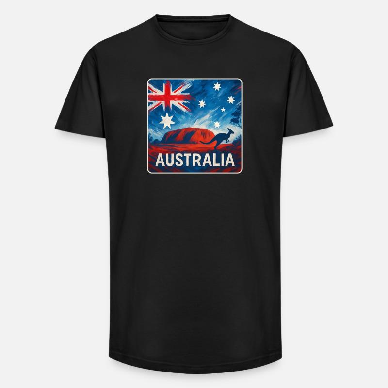 Conception de l’Outback australien - T-shirt coupe longue homme - noir