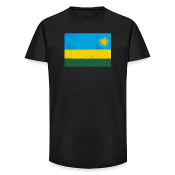 Flagge von Ruanda - Long Fit Männer T-Shirt - Schwarz - Vorne - AI Model Male 185 light (185cm)