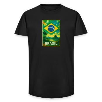 Brazil Flags Landscape Design - Long Fit Men's T-Shirt - black - Front - AI Model Male 185 light (185cm)