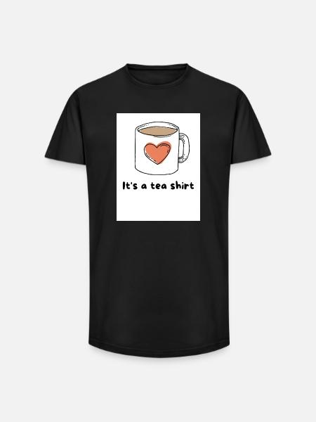 Herz Kaffeebecher Tee Shirt Design - Long Fit Männer T-Shirt - Schwarz