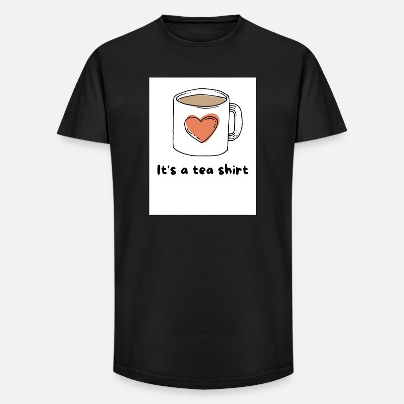 Herz Kaffeebecher Tee Shirt Design - Long Fit Männer T-Shirt - Schwarz