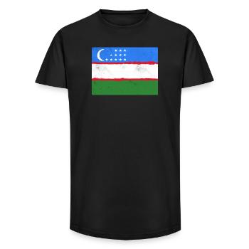 Flag of Uzbekistan - Long Fit Men's T-Shirt - black - Front - AI Model Male 185 light (185cm)