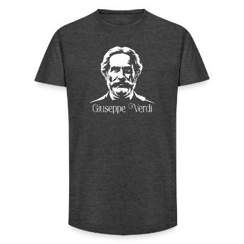 Giuseppe Verdi Composer Silhouette Art - Long Fit Men's T-Shirt - charcoal grey - Front - AI Model Male 185 light (185cm)