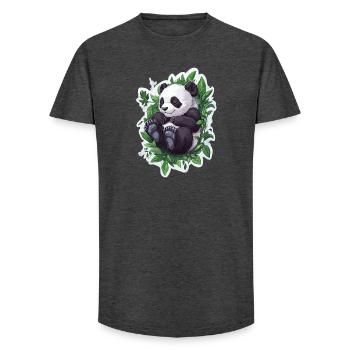 Cute Panda Bear - Long Fit Men's T-Shirt - charcoal grey - Front - AI Model Male 185 light (185cm)
