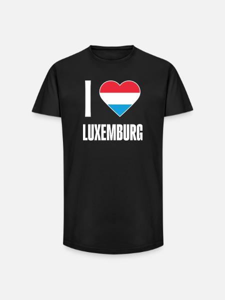 Luxembourg Heart Flag - Long Fit Men's T-Shirt - black