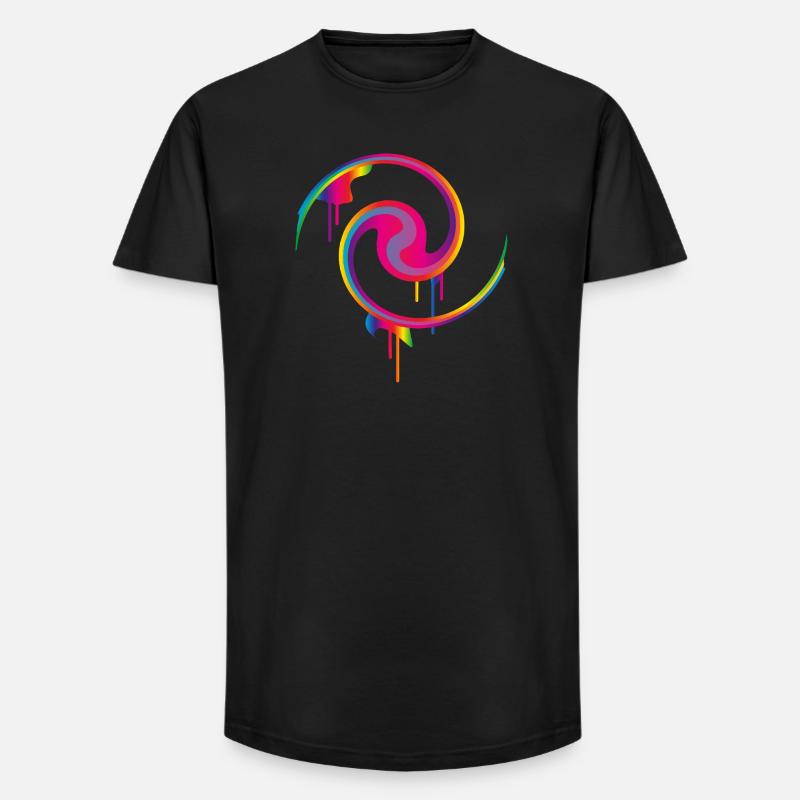 Bunter Graffiti-Farbstrudel mit Tropfeffekt - Long Fit Männer T-Shirt - Schwarz