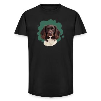 Kleiner Münsterländer mit grünem Hintergrund - Long Fit Männer T-Shirt - Schwarz - Vorne - AI Model Male 185 light (185cm)