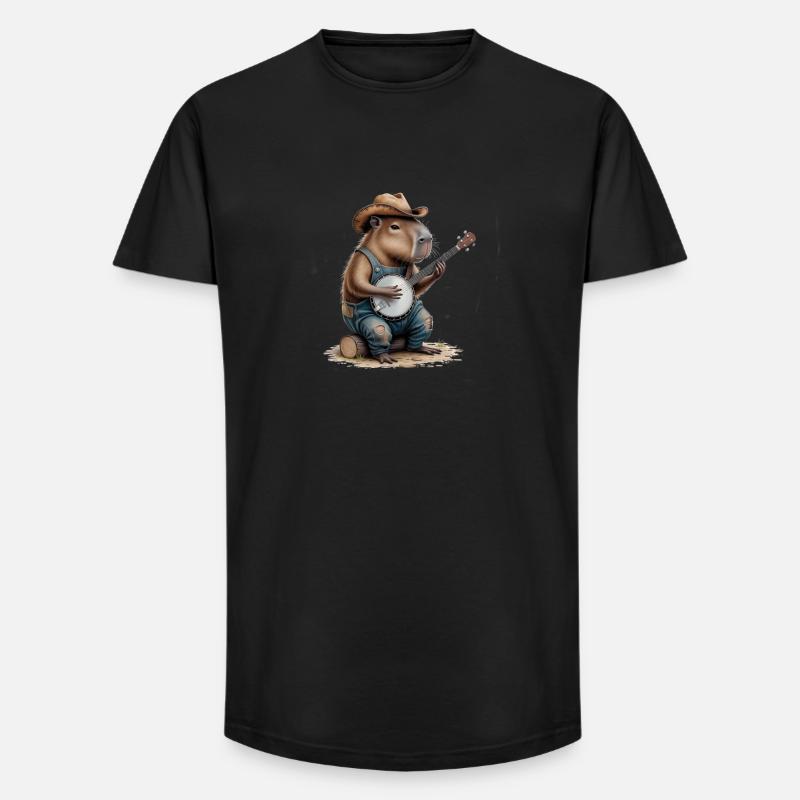 Cooles Capybara spielt Banjo - Long Fit Männer T-Shirt - Schwarz