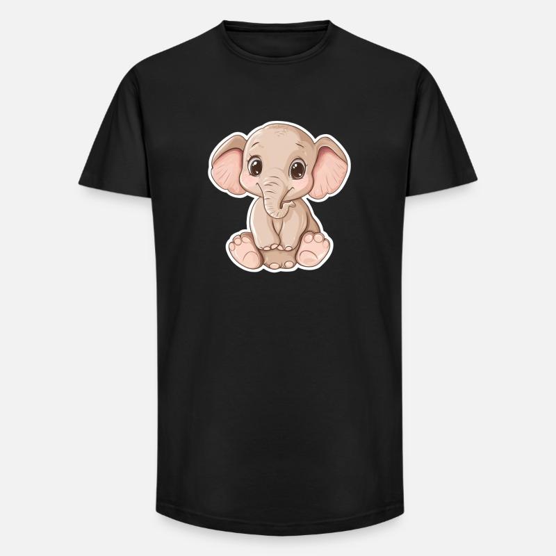 Elefant - Long Fit Männer T-Shirt - Schwarz