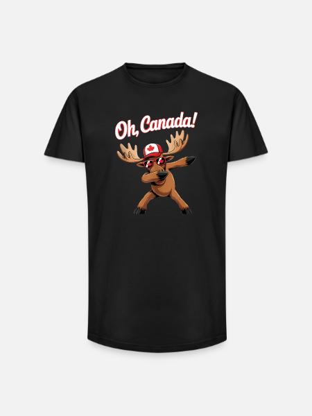 Canadian Moose Celebrate Canada Day - Long Fit Men's T-Shirt - black