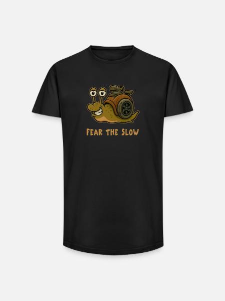 Fear of Slowness - Snail Design - Long Fit Men's T-Shirt - black