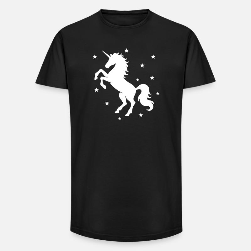 Mystisches Einhorn Nachthimmel Design - Long Fit Männer T-Shirt - Schwarz