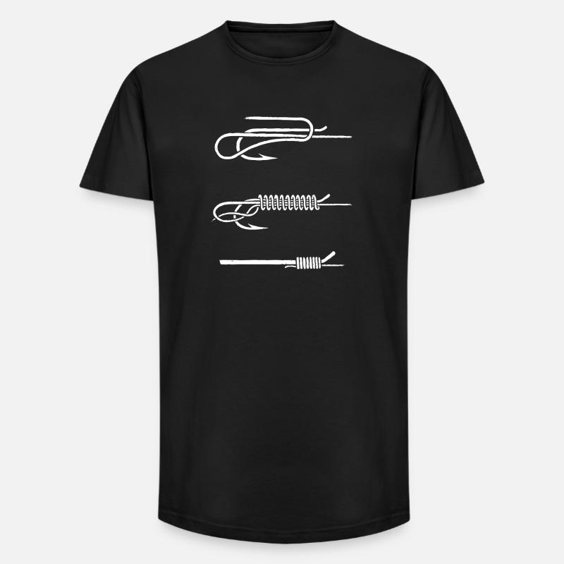 Fish Hook Knot Instruction WHITE - Long Fit Men's T-Shirt - black