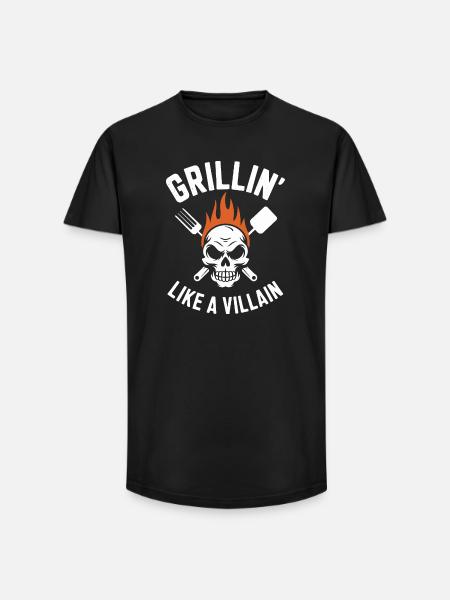 Grilling Skull Inferno T-Shirt Design - Long Fit Men's T-Shirt - black