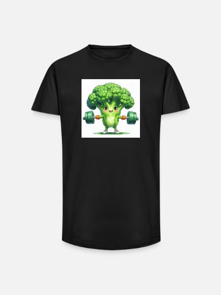 Fitness broccoli with muscle power - Long Fit Men's T-Shirt - black