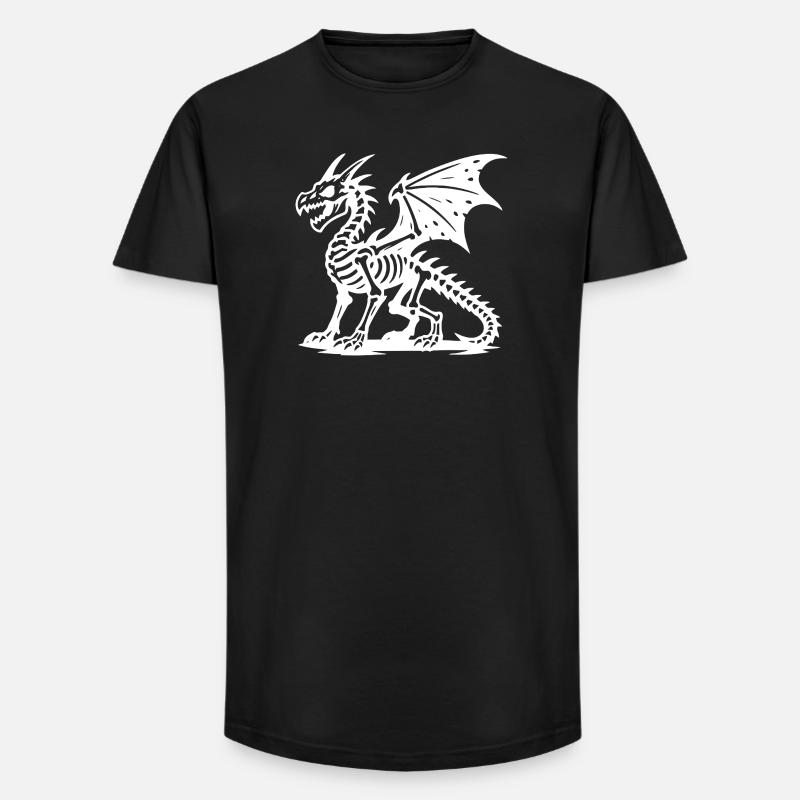 Mythischer Drache Skelett Illustration - Long Fit Männer T-Shirt - Schwarz