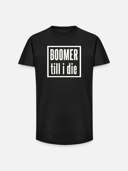 Boomer to the end lettering - Long Fit Men's T-Shirt - black