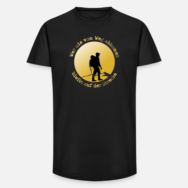 Wanderer auf der Straße - Long Fit Männer T-Shirt - Schwarz