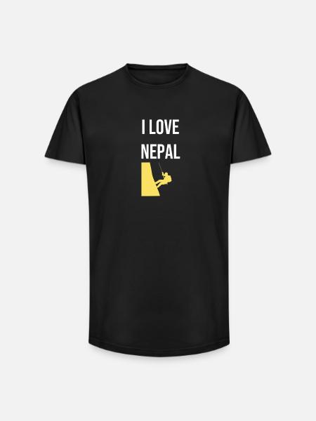 Népal Sweat à capuche d’extérieur - T-shirt coupe longue homme - noir