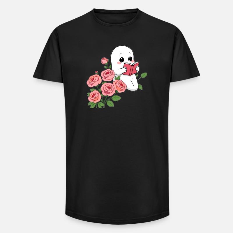 Gespenst liest ein Buch - Long Fit Männer T-Shirt - Schwarz