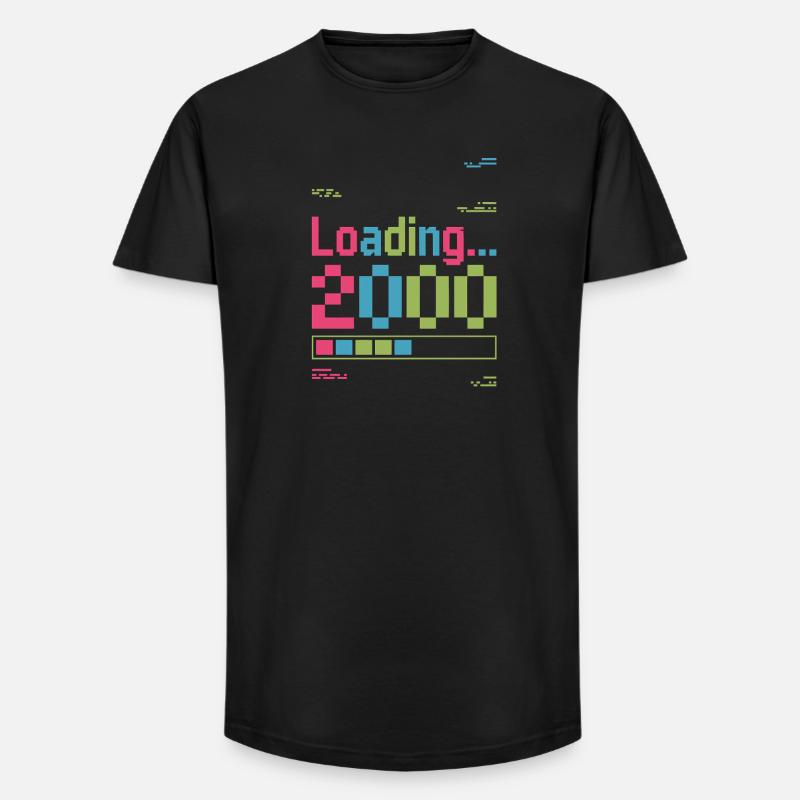 Pixel Retro Design Loading 2000 - Long Fit Männer T-Shirt - Schwarz