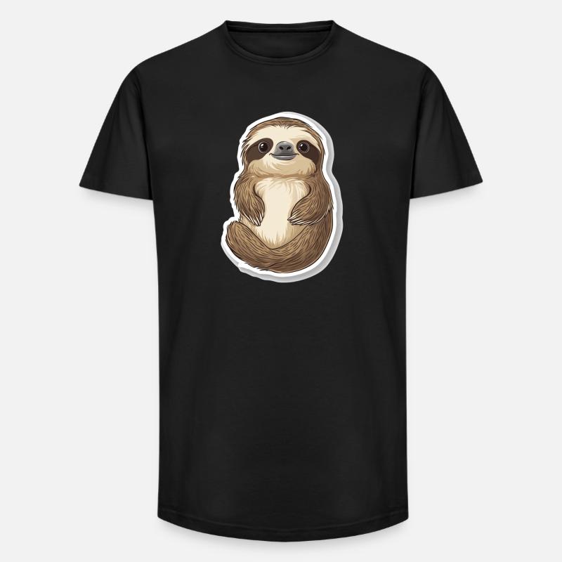 Faultier - Long Fit Männer T-Shirt - Schwarz