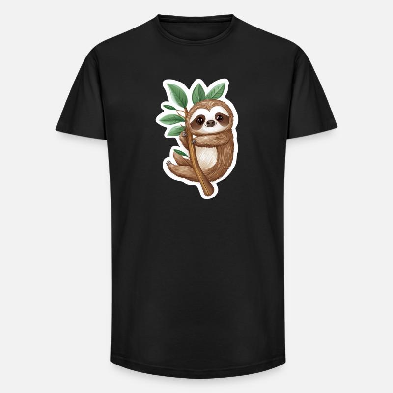 Faultier - Long Fit Männer T-Shirt - Schwarz