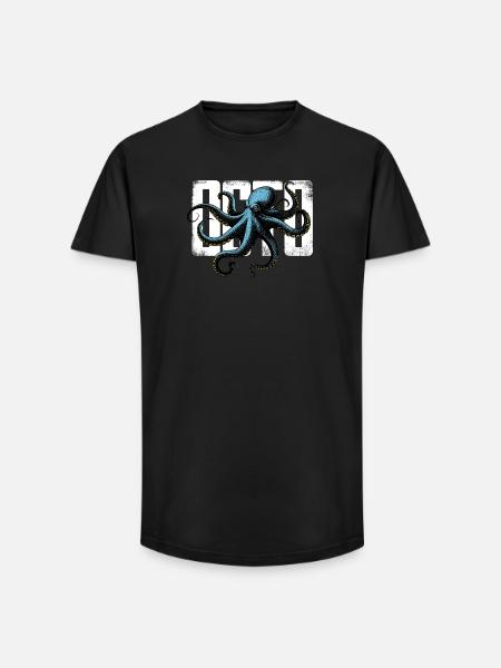 Stylized Octopus - Long Fit Men's T-Shirt - black