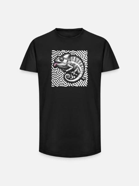 Chameleon pastel tribal art - Long Fit Men's T-Shirt - black