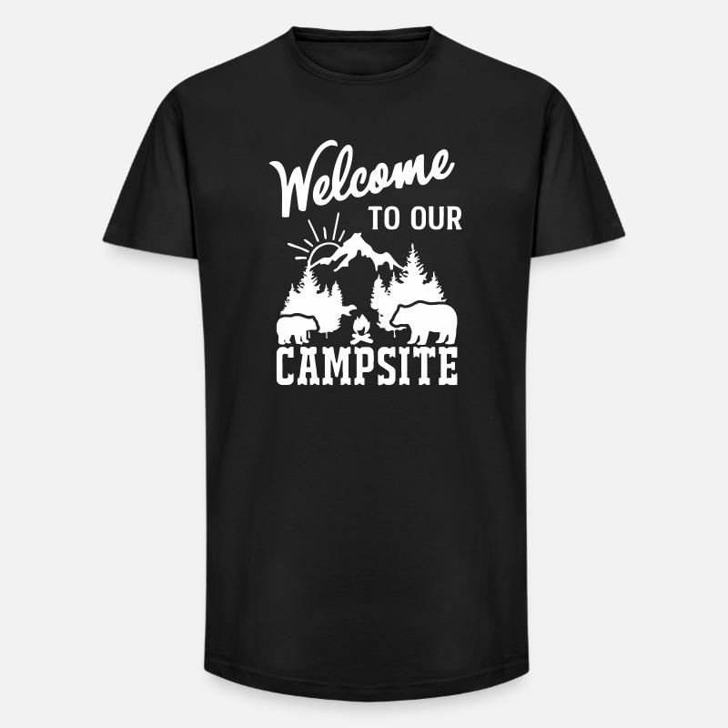 Bergnatur Lagerfeuerszene - Long Fit Männer T-Shirt - Schwarz