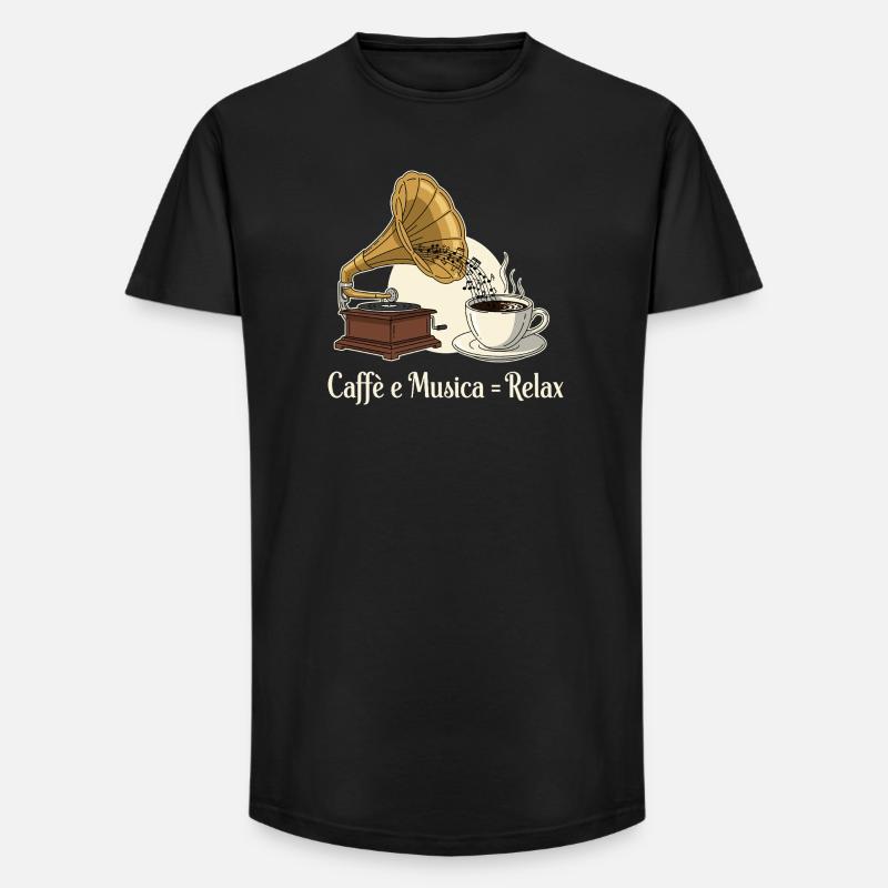 Caffè e Musica = Se détendre - T-shirt coupe longue homme - noir