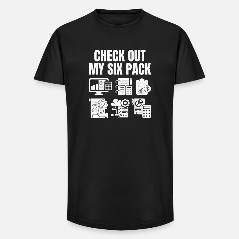 Check out my six Pack  - Long Fit Männer T-Shirt - Schwarz