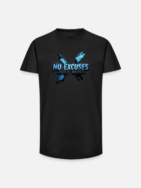 No Excuses Just Wins – Motivational Gym Design - Long Fit Men's T-Shirt - black