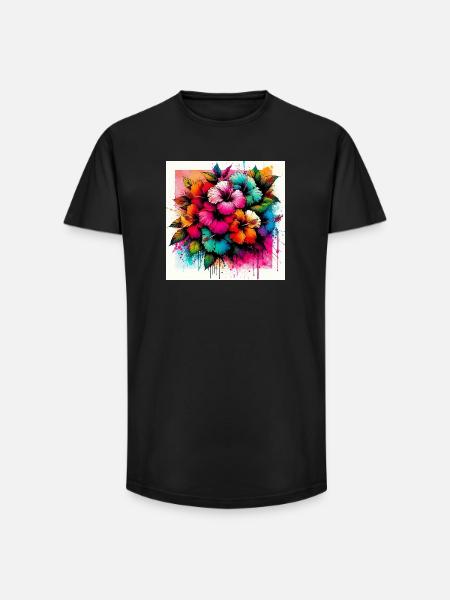 Hibiscus Flowers - Long Fit Men's T-Shirt - black