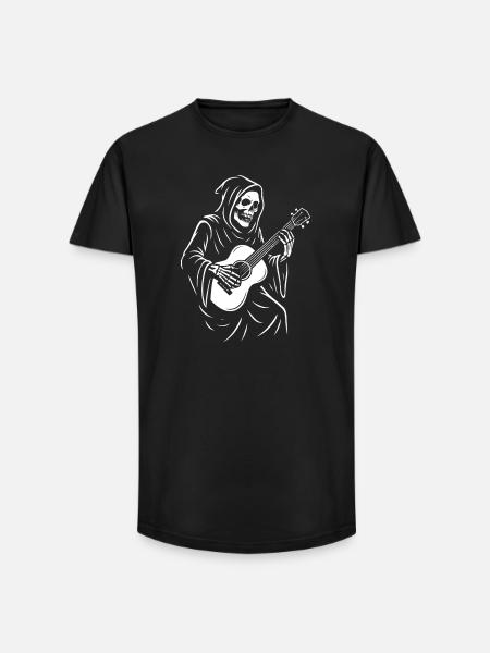 Grim Reaper Playing Guitar Design - Long Fit Men's T-Shirt - black