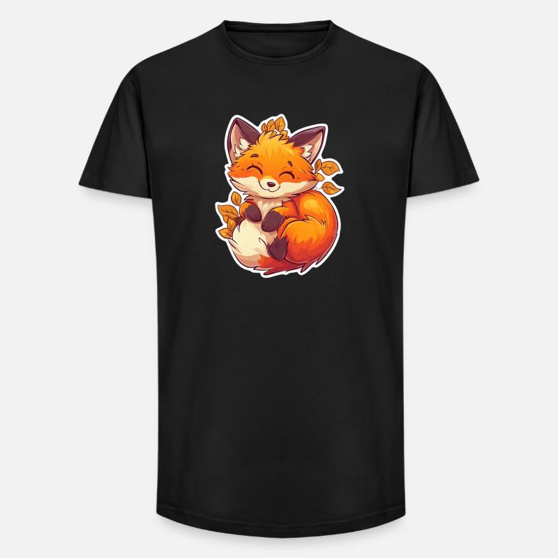 Fuchs - Long Fit Männer T-Shirt - Schwarz