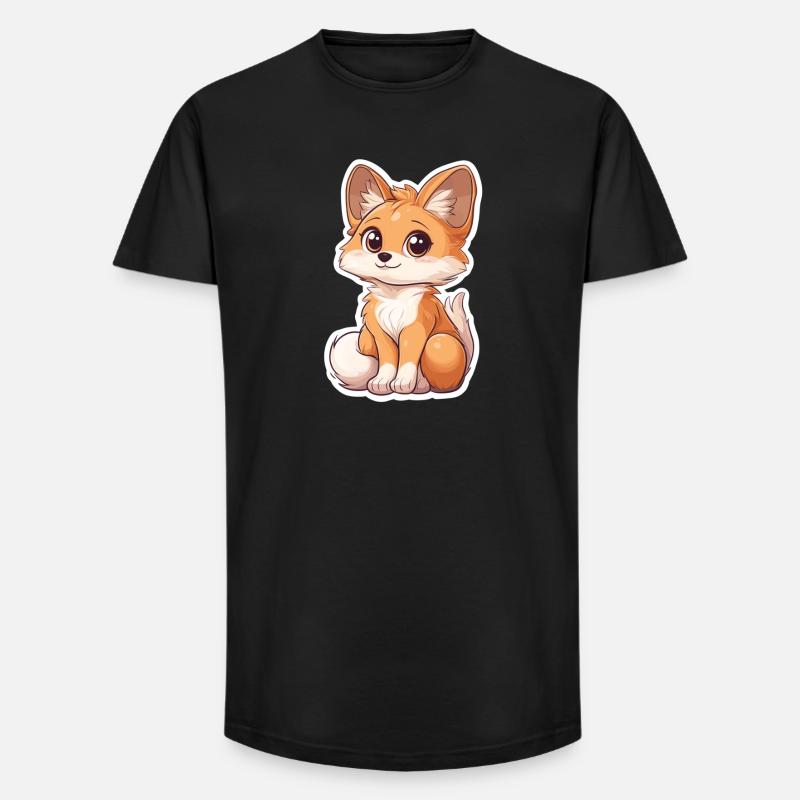 Fuchs - Long Fit Männer T-Shirt - Schwarz