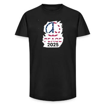 Philosophie de la paix américaine 2025 - T-shirt coupe longue homme - noir - Devant - AI Model Male 185 light (185cm)