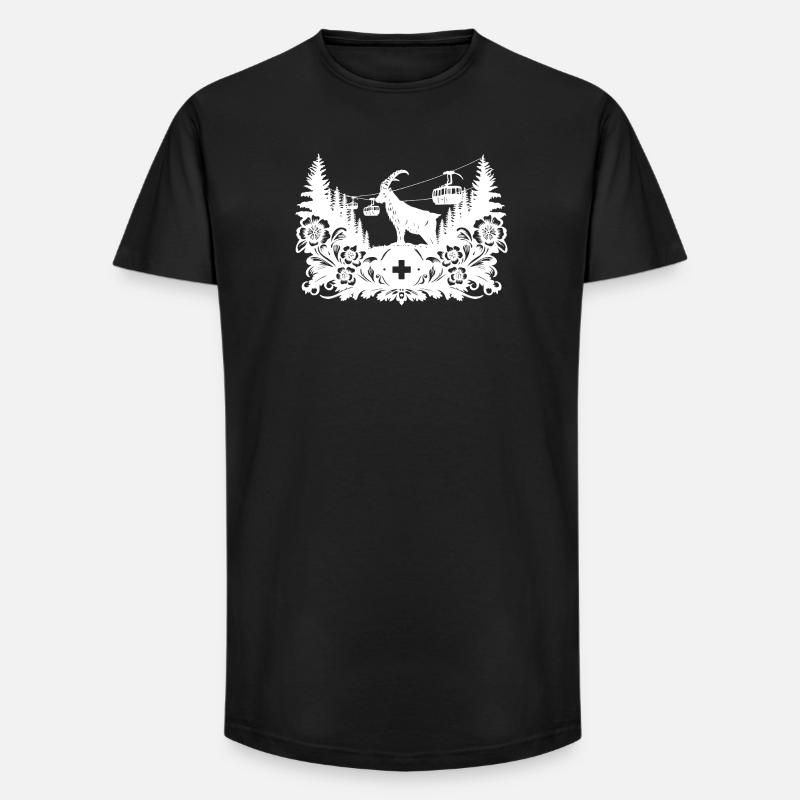 Steinbock_1_white_ - Long Fit Männer T-Shirt - Schwarz